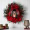 28" Poinsettia & Berry Holiday Lantern Christmas Wreath with LED Candle